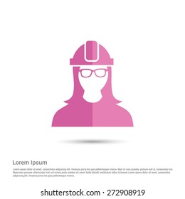 Engineer user Icon, pictogram icon on gray background. Simple flat metro design style. half shade cut icon. Flat design style. Vector illustration