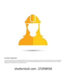 Engineer user Icon, pictogram icon on gray background. Simple flat metro design style. half shade cut icon. Flat design style. Vector illustration