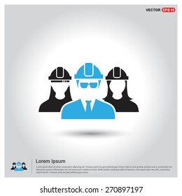 engineer users. industrial user group icon. Engineer Community. Icons for Engineer. construction industry engineer workers icons. Blue Manager User Highlight. Flat style design Pictogram icon.