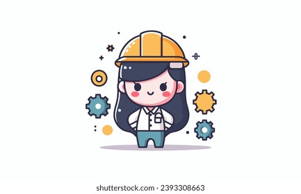 engineer vector character colorful, simple design white background eps8