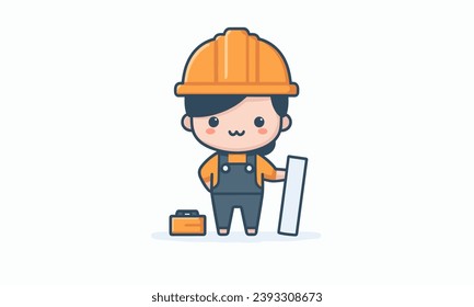 engineer vector character colorful, simple design white background eps8