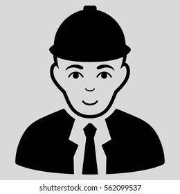 Engineer vector icon. Flat black symbol. Pictogram is isolated on a light gray background. Designed for web and software interfaces.