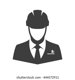 Engineer vector icon. Illustration of engineer isolated on white background in flat style. Icon of man in a construction helmet.  