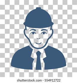 Engineer vector icon. Illustration style is flat iconic blue symbol on a chess transparent background.