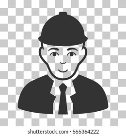 Engineer vector icon. Illustration style is flat iconic gray symbol on a chess transparent background.