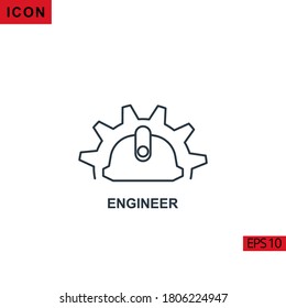 Engineer vector icon on white background. Illustration line icon for graphic, print media interfaces and web design.
