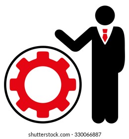 Engineer vector icon. Style is bicolor flat symbol, intensive red and black colors, rounded angles, white background.