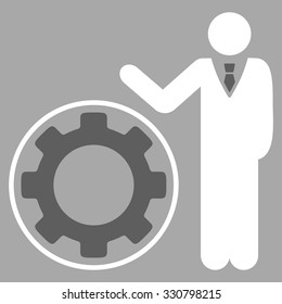 Engineer vector icon. Style is bicolor flat symbol, dark gray and white colors, rounded angles, silver background.