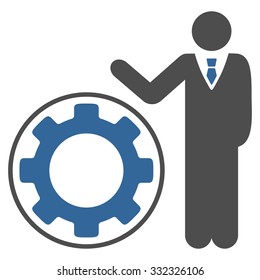 Engineer vector icon. Style is bicolor flat symbol, cobalt and gray colors, rounded angles, white background.