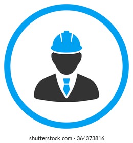 Engineer vector icon. Style is bicolor flat symbol, blue and gray colors, rounded angles, white background.