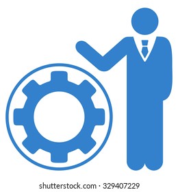 Engineer vector icon. Style is flat symbol, cobalt color, rounded angles, white background.