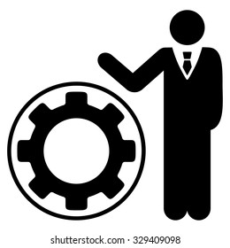 Engineer vector icon. Style is flat symbol, black color, rounded angles, white background.