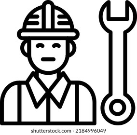 Engineer Vector Line Icon Design
