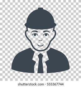 Engineer vector pictograph. Illustration style is flat iconic smooth blue symbol on a chess transparent background.