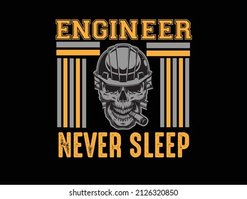 ingeniero vintage typography vector diseño de camiseta fondo negro