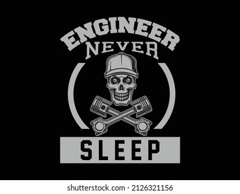 engineer vintage typography vector t shirt design black background