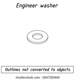 engineer washer fastener outline blueprint