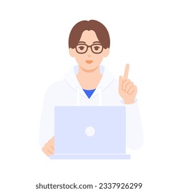 Engineer wearing glasses. Man in casual attire. Vector illustration.