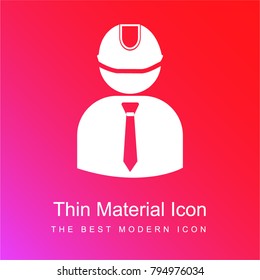 Engineer wearing hard hat with suit and tie red and pink gradient material white icon minimal design