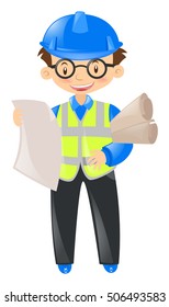 Ingeniero con sombrero de seguridad e ilustración de archivos de retención