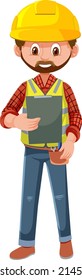 Engineer wearing safety hat illustration