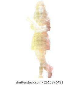 An engineer woman builder uniform in cartoon style halftone gradient