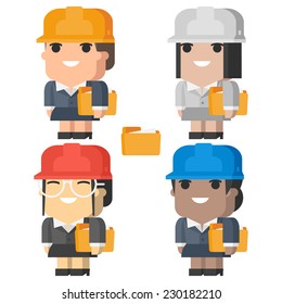 Engineer woman smiling and holding folder