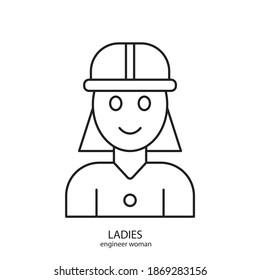 engineer woman vector type icon