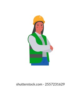 Engineer, Women Career Flat Vector Illustration