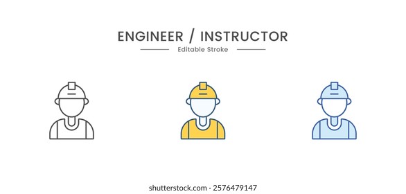 Engineer work vector icon set. Maintenance by technician and construction worker symbol concept. 