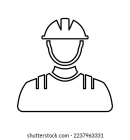 Engineer, worker, architect, builder, avatar outline icon. Line art vector.