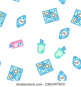 engineer worker industry vector seamless pattern thin line illustration