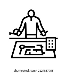 engineer worker line icon vector. engineer worker sign. isolated contour symbol black illustration