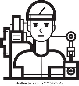Ingeniero, trabajador, maquinaria, industrial, tecnología, innovación, mecánico, fábrica, cuello azul, mano de obra calificada, concepto