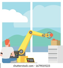 engineer working on robotic arm