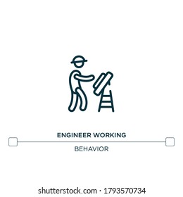 engineer working vector line icon. Simple element illustration. engineer working outline icon from behavior concept. Can be used for web and mobile
