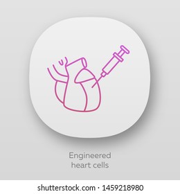 Engineered heart cells app icon. Human engineered cardiac tissues. HECTs. Heart injection. Biotechnology. UI/UX user interface. Web or mobile applications. Vector isolated illustrations