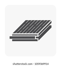 Engineered wood flooring vector icon. That is a floor finishing material for home interior decorative. Consist of hardwood layer  bonded over plywood. Include tongue and groove for joining with other.
