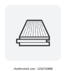 Engineered wood flooring vector icon. That is a floor finishing material for home interior decoration. Consist of hardwood layer  bonded over plywood. Include tongue and groove for joining with other.
