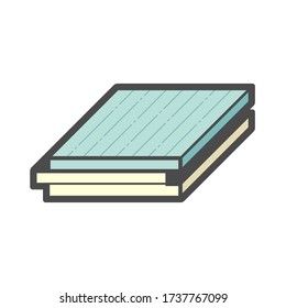 Engineered wood flooring vector icon. That is a floor finishing material for home interior decoration. Consist of hardwood layer  bonded over plywood. Include tongue and groove for joining with other.