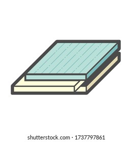 Engineered wood flooring vector icon. That is a floor finishing material for home interior decoration. Consist of hardwood layer  bonded over plywood. Include tongue and groove for joining with other.