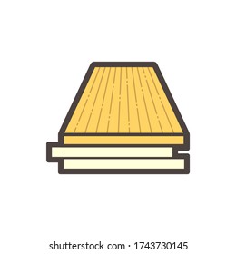 Diseño de iconos vectoriales de parqué y material sobre fondo blanco.