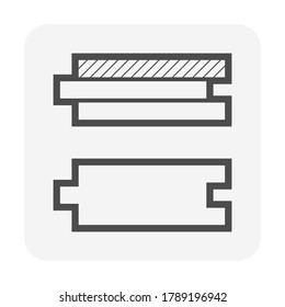 Diseño de icono vectorial de la vista de perfil del material de acabado de suelos o suelos de madera.