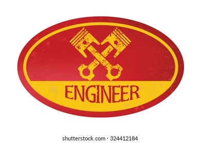 Engineer,engine stamp design,retro style,grunge vector