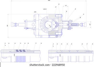 EngineerEngineering drawing of industrial equipment. Vector format