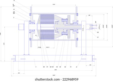 EngineerEngineering drawing of industrial equipment. Vector format