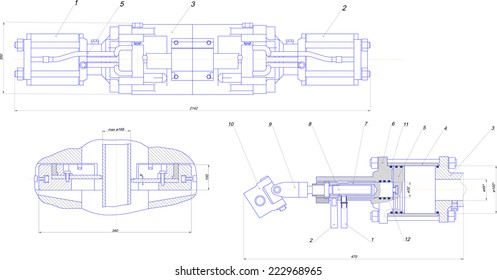 EngineerEngineering drawing of industrial equipment. Vector format
