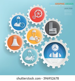 Engineer,industry design,gear info graphic on clean background,vector
