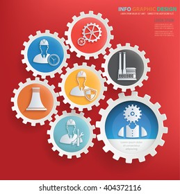 
Engineer,industry design,gear info graphic on clean background,vector