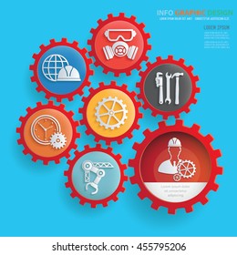 Engineer,Industry design,gear info graphic on clean background,vector